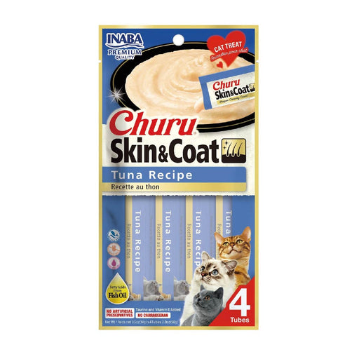 Inaba Churu Skin & Coat Atún-Snack Premio Cremoso para Gatos - 4 tubos de 14g cu