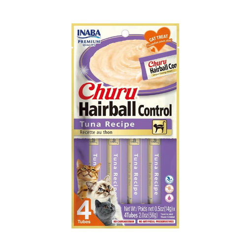 Inaba Churu Hairball- Snack Premio Cremoso para Gatos - 4 tubos de 14g cu