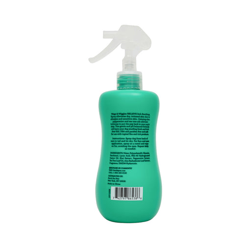 Shampoo spray anti-rascado para perros Wags & Wiggles, aceites calmantes. Aroma fresco.  355 m
